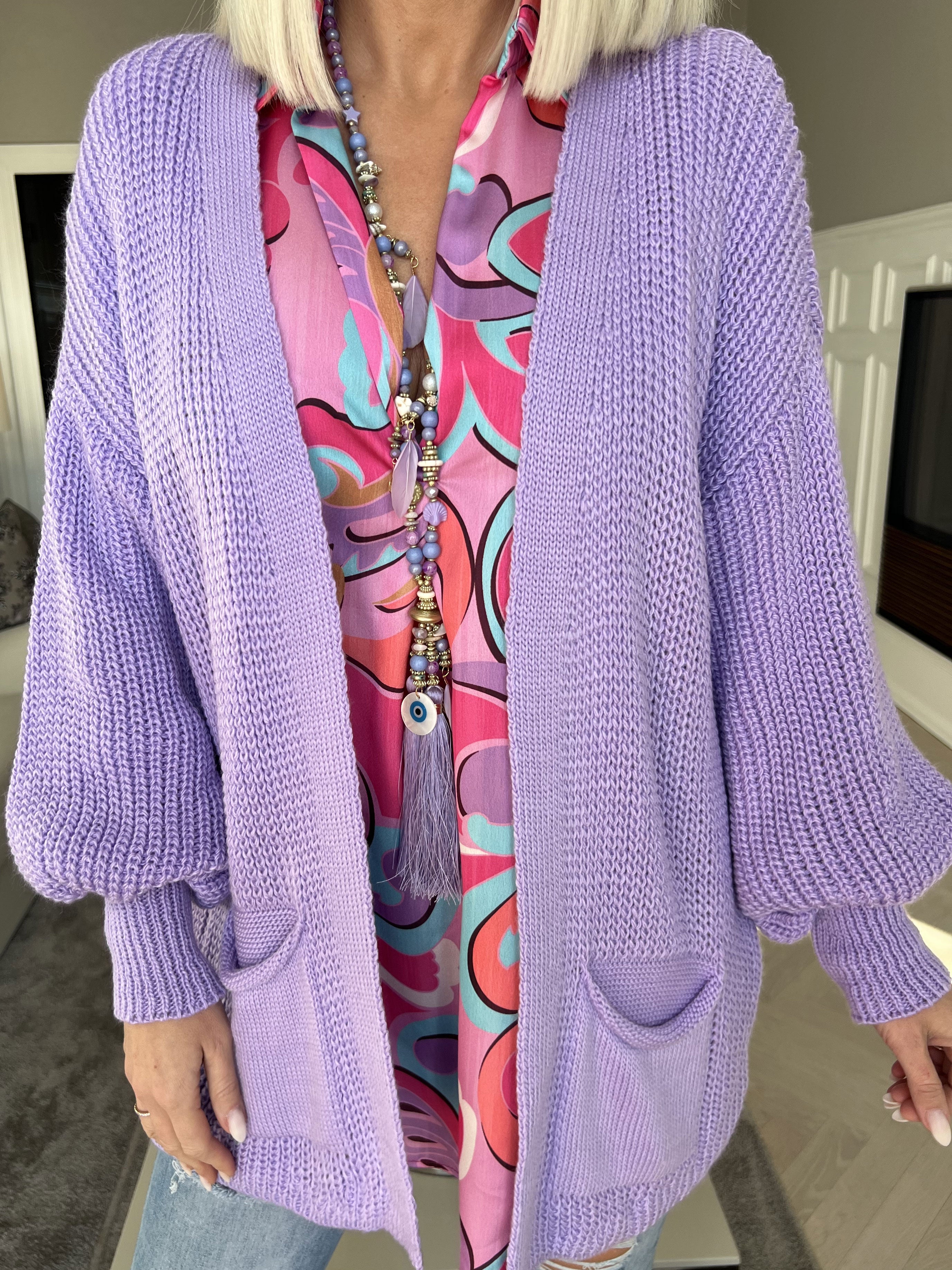 Sally Short - Sød strik cardigan med ballonærmer